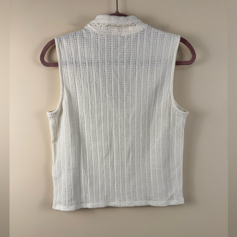 Madewell Crochet-Knit V-Neck Sweater Vest in Vintage Ivory - Picture 3 of 7
